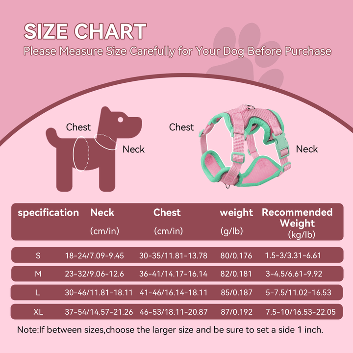 NOYAFA Dog Harness & Leash No Pull Puppy Harness for Small to Medium Dogs, Cats ,Reflective Adjustable Soft Padded D-Rings Pet Harness with Hook & Loop Fastener, Buckle （Pink S）