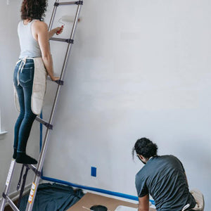Telescopic Ladder 2.6M-5M Multi-Purpose Steel Extendable Ladder with Anti-Slip Feet,EN131 Sturdy Loft Collapsible for Attic Roof