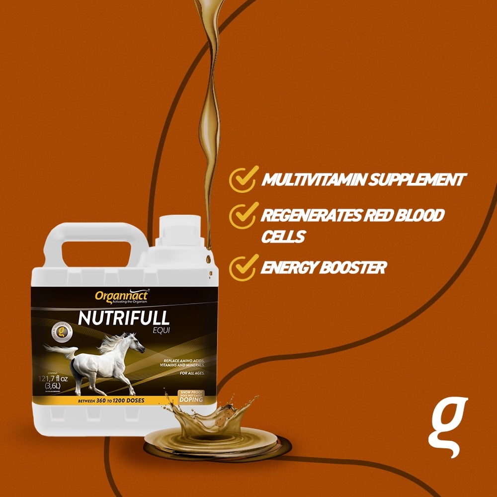 Organnact NUTRIFULL EQUI to assist in food ingestion and recovery of weak or extenuated horses 121.7 fl oz (3,6l)