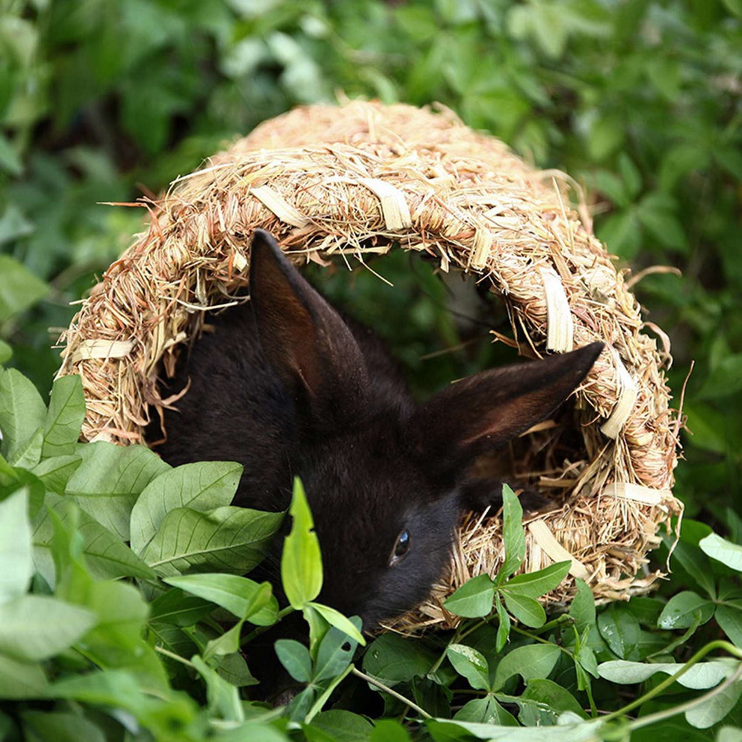 2X Grass House Tunnel Hutch Woven Hut for Laying Or Sleeping Edible Chew Home for Rabbits and Small Animals