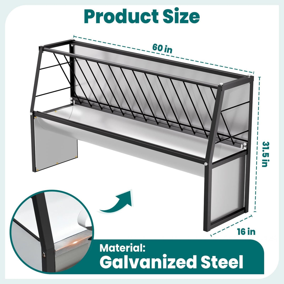 60 Gallon Feeder, Galvanized Steel Livestock Hay Feeder, Anti - Corrosion for Cows, Pigs, Ponies in Outdoor Pasture, Farm Field, Animal Enclosure