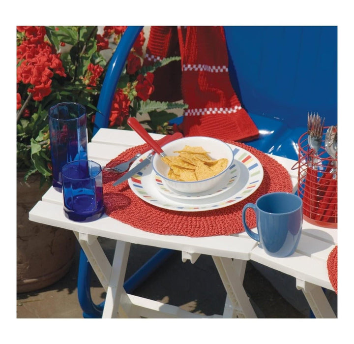 Manufacturing, White Quik Fold Patio Side Table, Resin, One Size