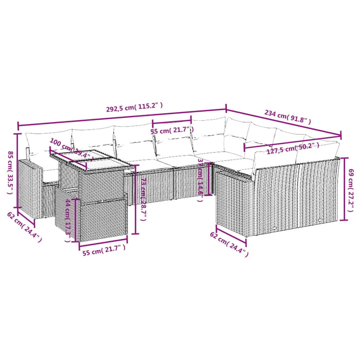 vidaXL Patio Sofa Set Black, Cream White