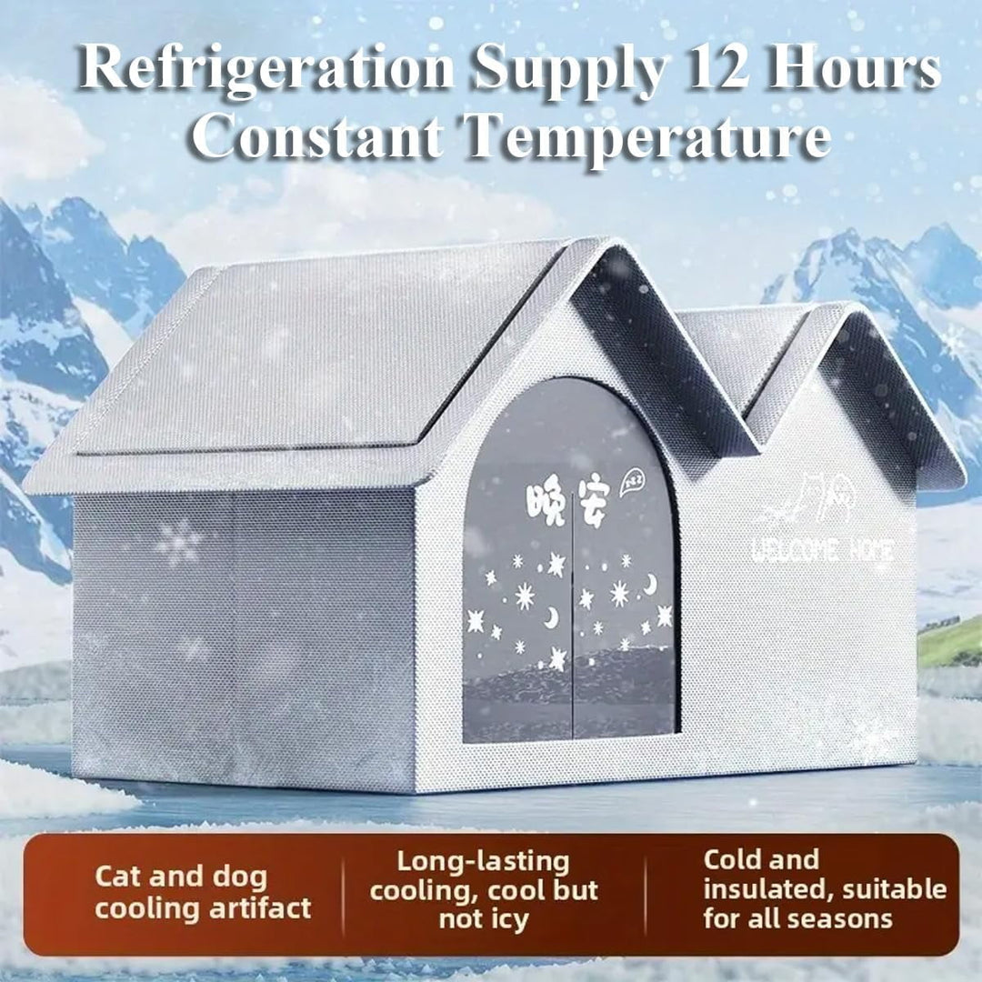 2025 New Air Conditioned Dog House, Dog House with Ac, Cooling Dog Houses, Pet Cooling House, Foldable, with Air Conditioning 10 Ice Packs, for Small, Medium, and Large Dogs and Cats (Bule, M)