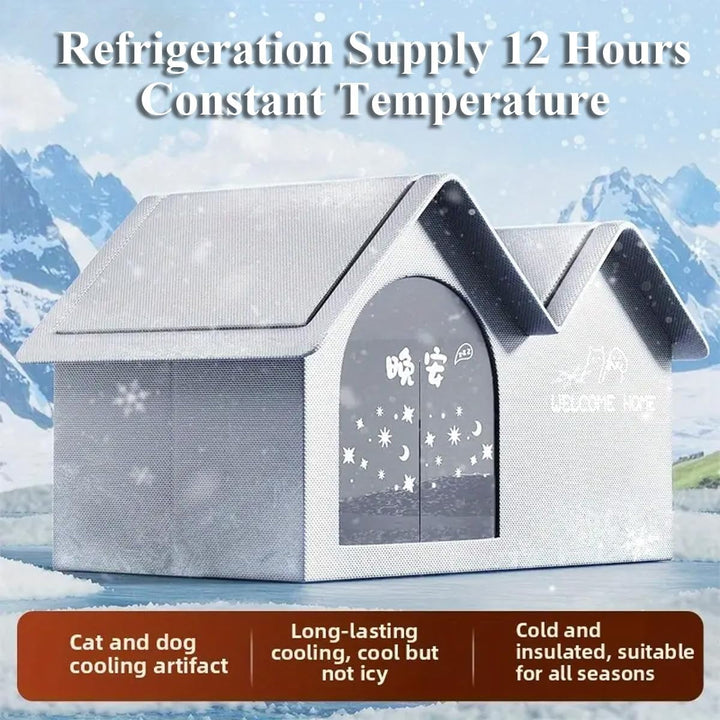 2025 New Air Conditioned Dog House, Dog House with Ac, Cooling Dog Houses, Pet Cooling House, Foldable, with Air Conditioning 10 Ice Packs, for Small, Medium, and Large Dogs and Cats (Bule, M)