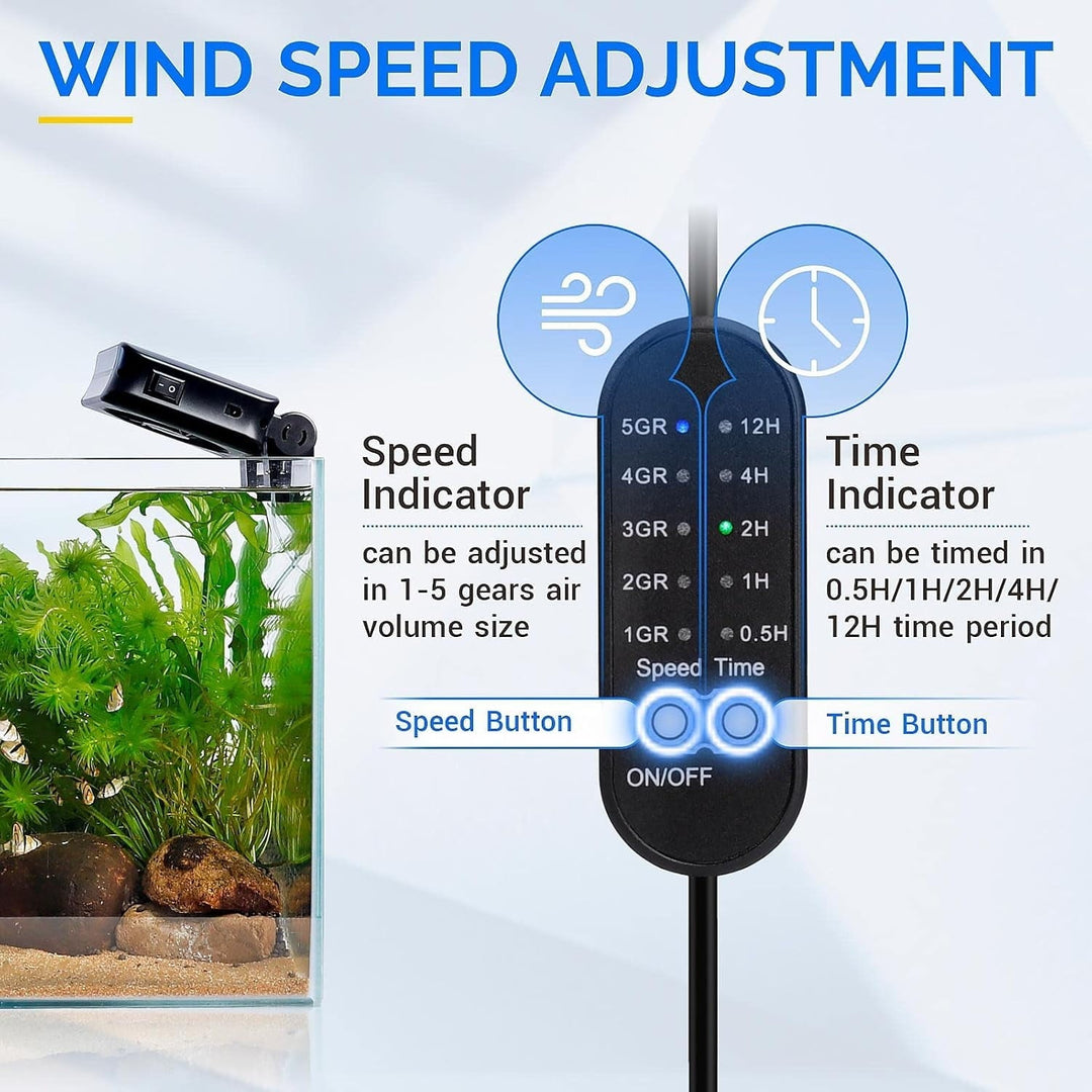 Tawatiler Aquarium Chillers Fan, Quiet Fish Tank Cooling Fan Equipment with Adjustable Timer Speed Controller, Suitable for Freshwater Saltwater Tanks(1-Fan Head)