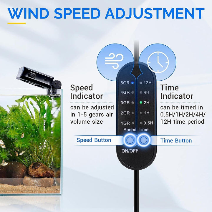 Tawatiler Aquarium Chillers Fan, Quiet Fish Tank Cooling Fan Equipment with Adjustable Timer Speed Controller, Suitable for Freshwater Saltwater Tanks(1-Fan Head)