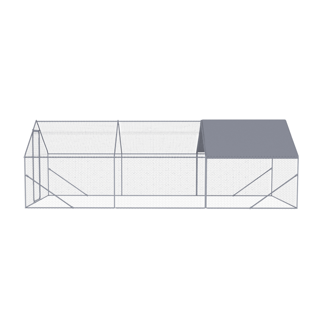 Coowa Outdoor Metal Chicken Coop 20 x 10 x 6 FT Large Chicken Run 3 Unit Walk in Poultry Hen Pen Cage with Lockable Door for Backyard Farm