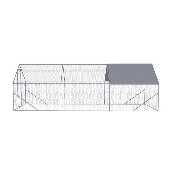 Coowa Outdoor Metal Chicken Coop 20 x 10 x 6 FT Large Chicken Run 3 Unit Walk in Poultry Hen Pen Cage with Lockable Door for Backyard Farm