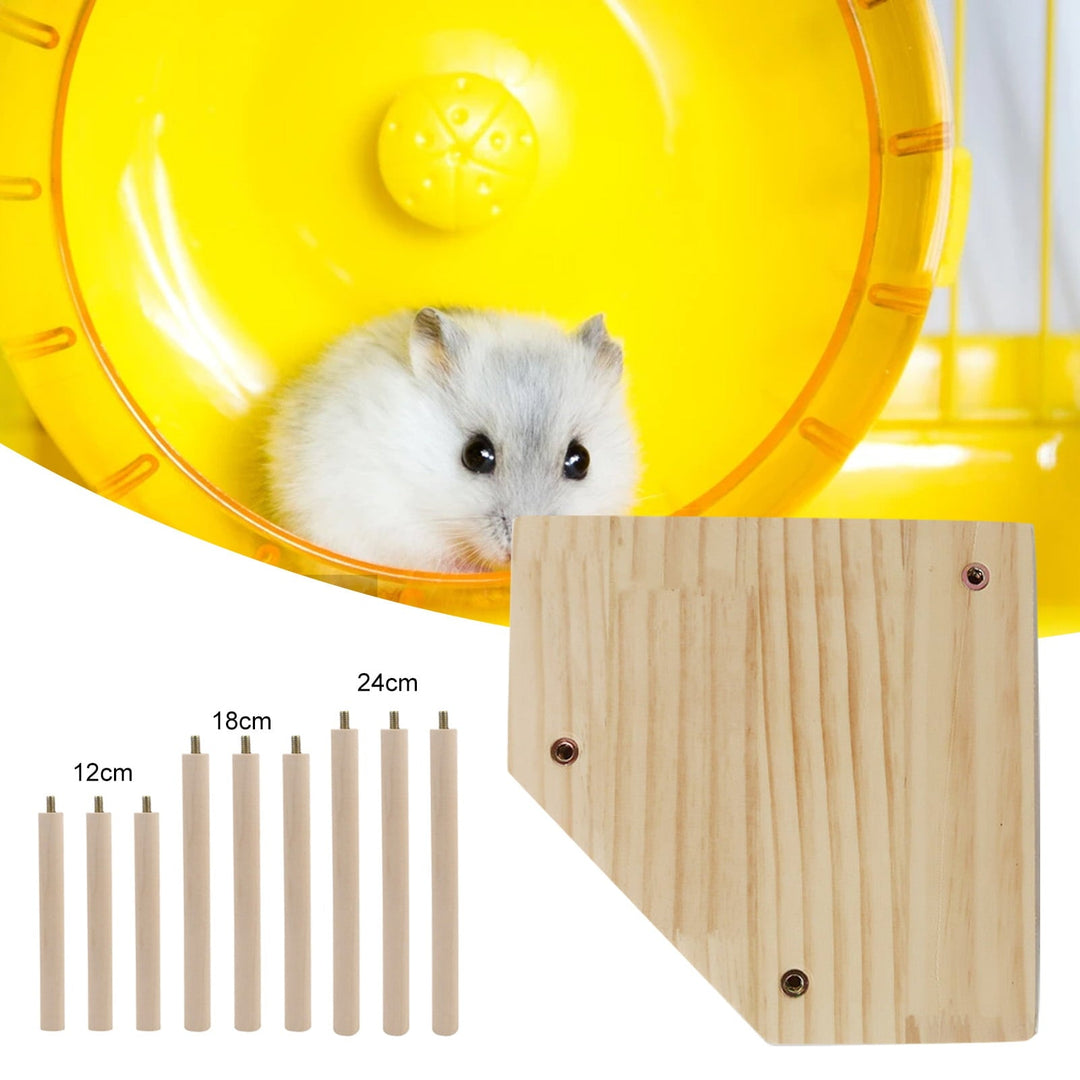NIBOLOG Small Animal Stand Bite Resistant Natural Wood Pet Table Hamster Perch Stand Playing Platform Cage Accessories