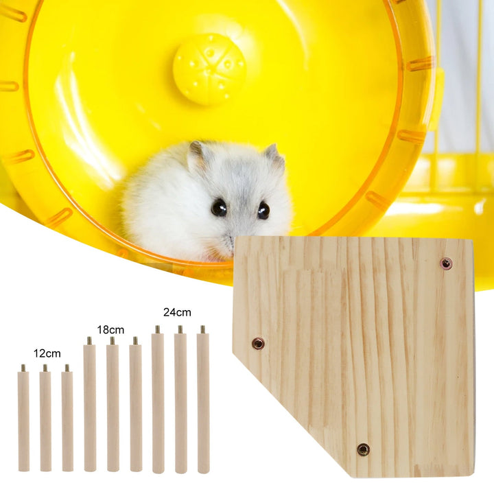 NIBOLOG Small Animal Stand Bite Resistant Natural Wood Pet Table Hamster Perch Stand Playing Platform Cage Accessories