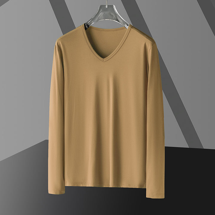 Long Sleeve Men's Fashion Wear Inner Bottoming Shirt Tight-fitting Solid Color Top