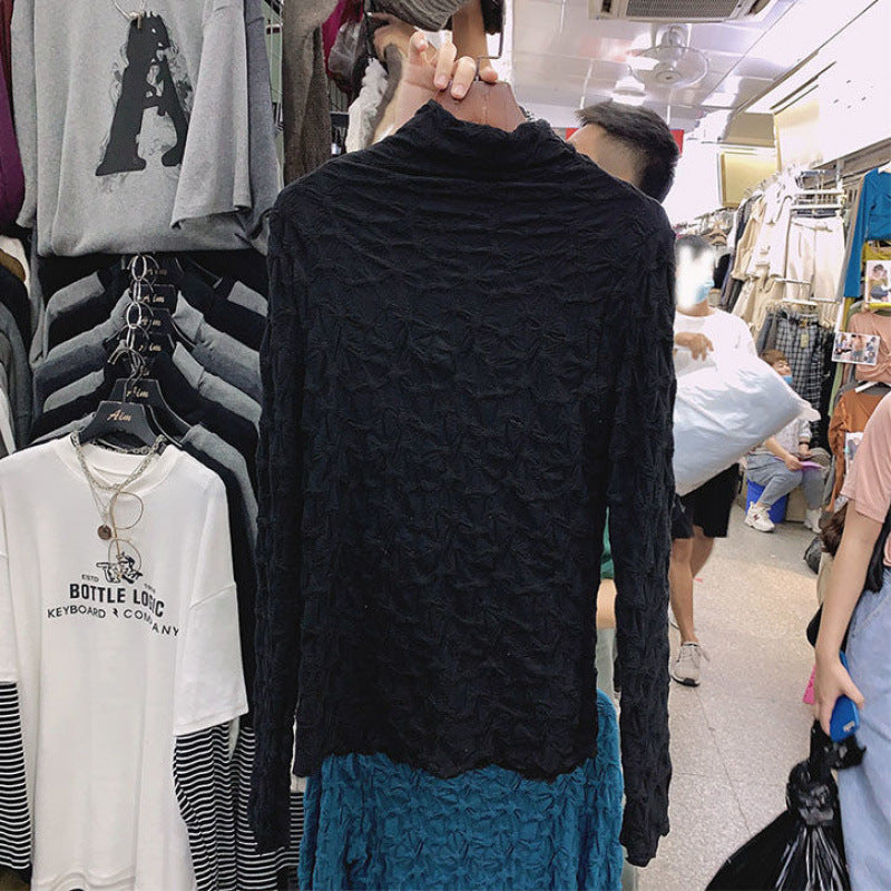 Autumn And Winter Brown Long-sleeved T-shirt Female All-matching Slim Fit