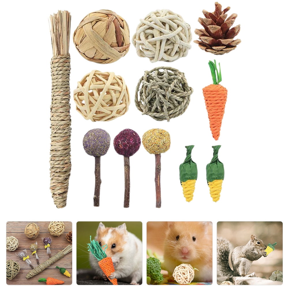 Sold 12Pcs Rabbit Chew Toys Cage Accessories Small Animals Chewing Toys for Bunny Chinchilla