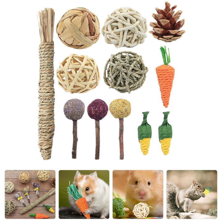 Sold 12Pcs Rabbit Chew Toys Cage Accessories Small Animals Chewing Toys for Bunny Chinchilla