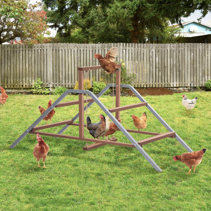 PETSFIT Chicken Perch Ladder-Solid Wood and Rustproof Iron Design, Chicken Ladder with Swing for Healthy Poultry-Ideal for Backyard Coops, Farms, Easy to Assemble and Clean