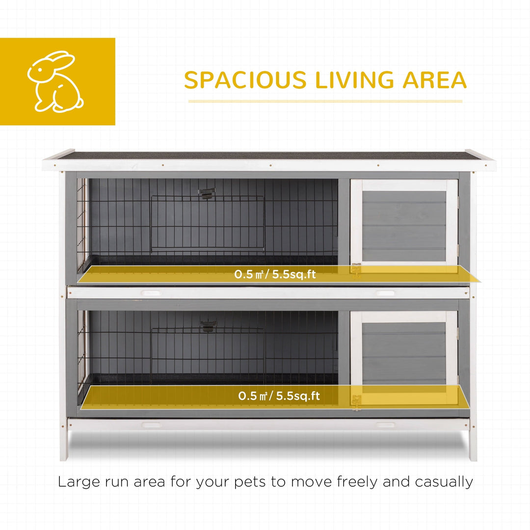 CoSoTower 54" 2-Story Large Rabbit Hutch Bunny Cage Wooden Pet House Small Animal Habitat with Lockable Doors, No Leak Tray and Waterproof Roof for Outdoor/Indoor Dark Grey