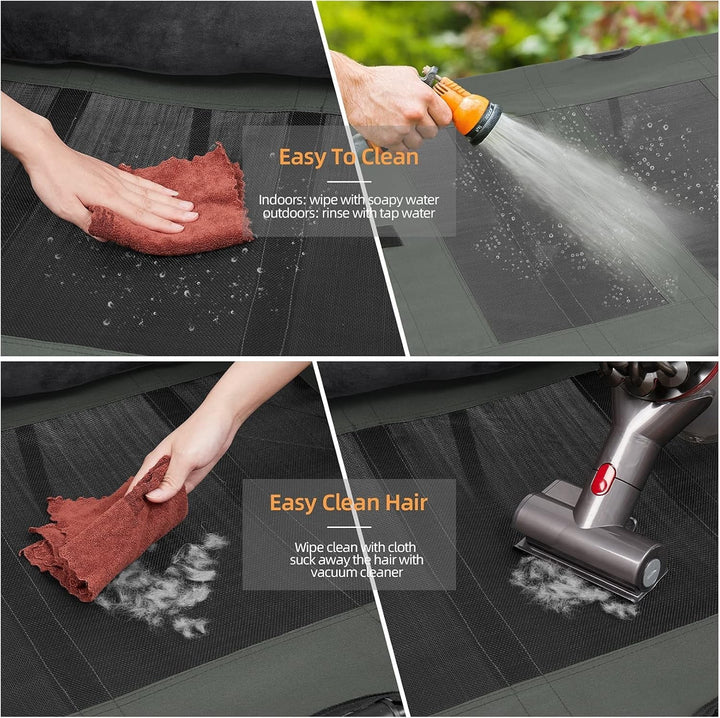 Elevated Large Dog Bed : Raised Pet Mesh Cooling Cot with Breathable Soft Mat - Doggie Outdoor Camping Hammock Portable with Removable Bolster for Outside Pool Side and Garden