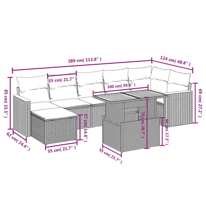 vidaXL Garden Sofa Set Black, Cream White