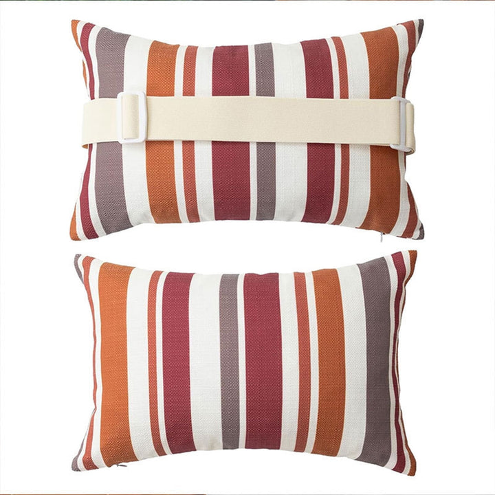 Elainilye Outdoor Chaise Lounge Waterproof Pillow Cover, Striped Headrest Cushion Protector, Weather Resistant Pad for Pool Chairs, Patios