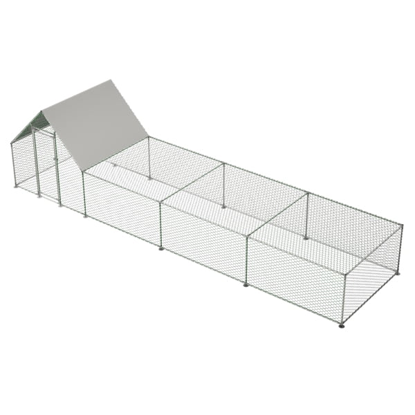 Large Metal Chicken Coop, Walk-in Chicken Run, Galvanized Wire Poultry Chicken Hen Pen Cage, Rabbits Duck Cages with Waterproof and Anti-Ultraviolet Cover for Outside