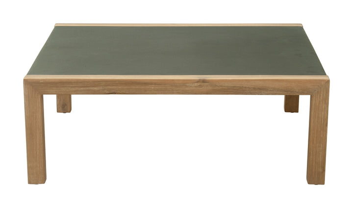 Teras Coffee Table Gray Coffee Table, Modern Style, Faux Concrete Duralcrete square shape tabletop, Acacia Wood, Outdoor Living