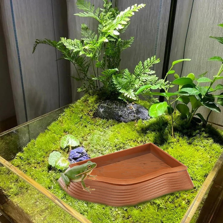 Aodebiao Large Reptile Bathing Pool, Tortoise Food Water Bowls , Reptile Feeding Dish Water Bowl Bathing Pool Aquarium Ornament for Gecko, Snake, Turtle, Bearded Dragon, Lizard Bath