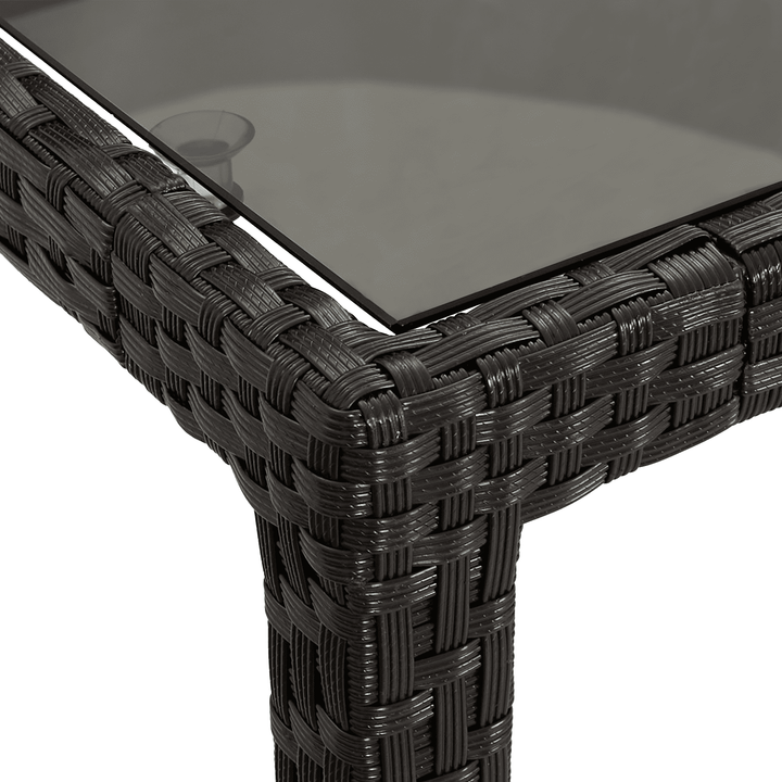 vidaXL Garden Dining Table Black 74.8 x 35.4 x 29.7 in Poly Rattan