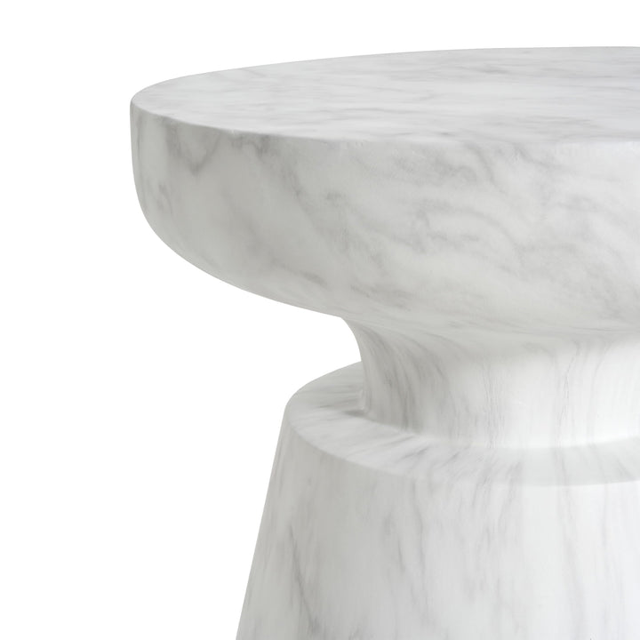 Christopher Knight Home Hourglass Side Table, Lightweight Concrete Round End Table for Indoor & Outdoor Use, White