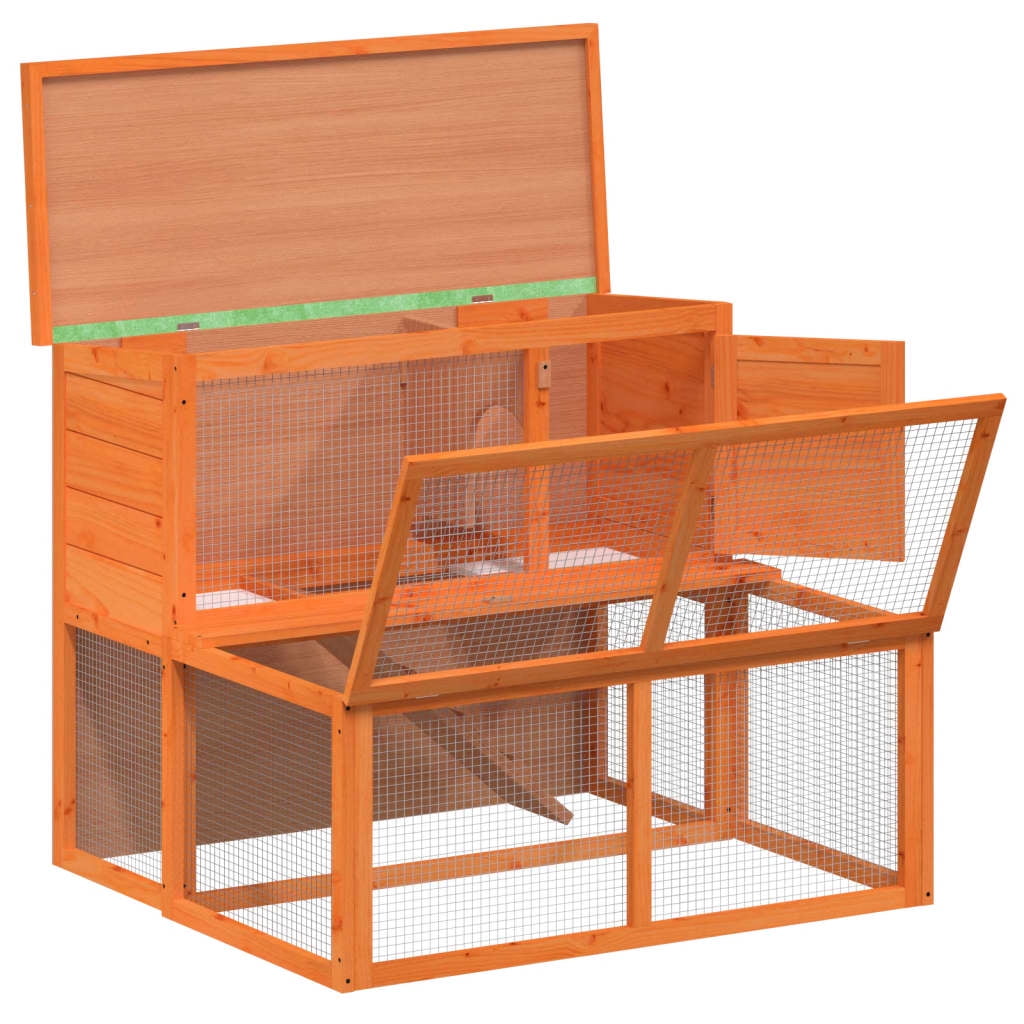 vidaXL Rabbit Hutch Brown 40.2"x35.4"x33.3" Solid Wood Pine