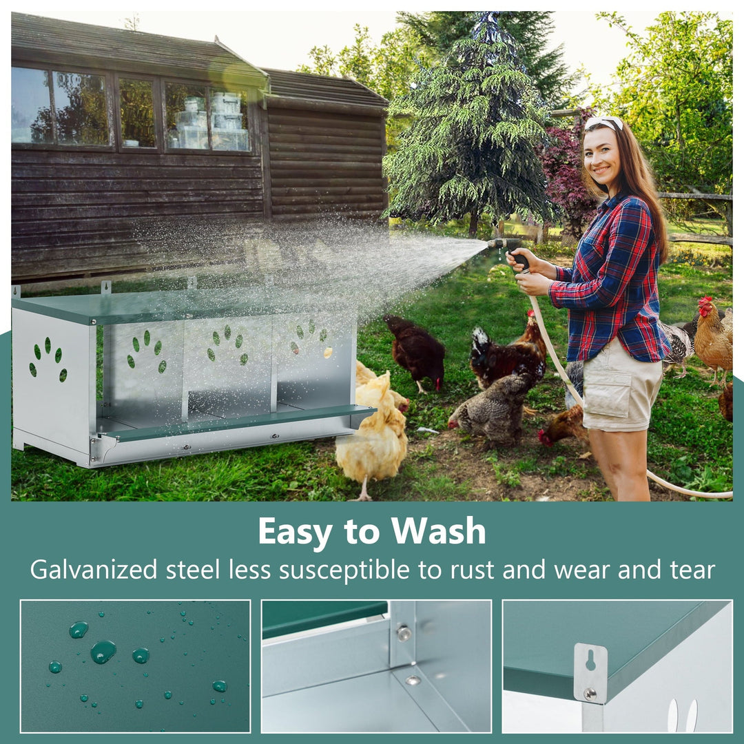 Chicken Nesting Boxes for Laying Eggs, 3 Compartment Metal Hen Nest Box, Wall Mounted Chicken Coop, Easy to Clean & Rust Resistant, Ideal for All Chicken Breeds