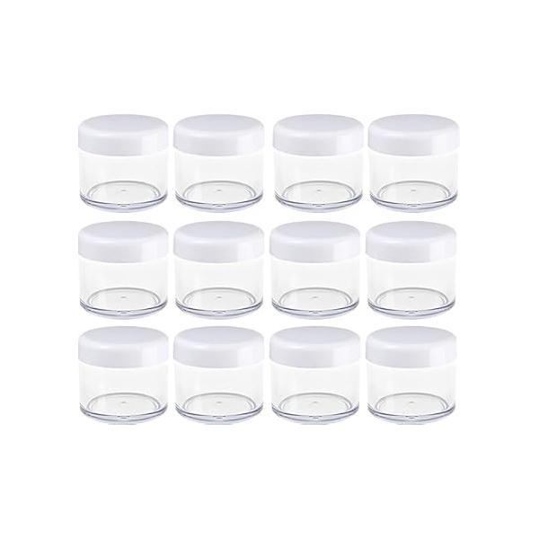 12 Pcs 15ml/0.5oz Small Travel Containers Clear Plastic Cosmetic Jar Refillable Roun for Beauty Lotion Cream Products Sample Bottles Black With Screw on Lid Container