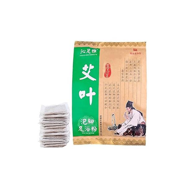 100Bags Mugwort Herb Foot Soak , Lymphatic Drainage Chinese Herbal Organic Wormwood Leg Bath Bag, Spa Powder Kits Reflexology Rela