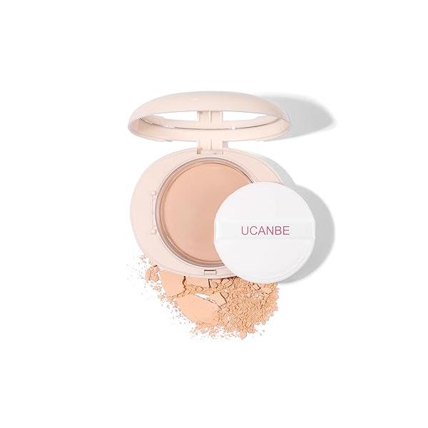 UCANBE 2-in-1 Pressed Face Powder & Foundation Makeup, Matte Oil Control Flawless Setting Powder, Korean Makeup,Waterproof Long Lasting Finishing (Fair)