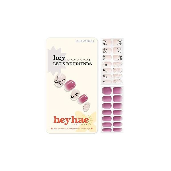 Semi Cured Gel Nail Strips | No LED Lamp Needed Glitter, Purple, Spring Easy Apply & Remove, Salon Quality |Includes 28 Strips, 1 Prep Pads, File Wooden stick - Hey, 7 A.M. Tomorrow?