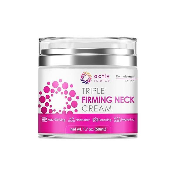 ACTIVSCIENCE Neck Firming Cream - Natural Anti-Aging Facial Moisturizer with Retinol Collagen & Hyaluronic Acid Day Night Anti-Wrinkle Firming, Hydrating Face