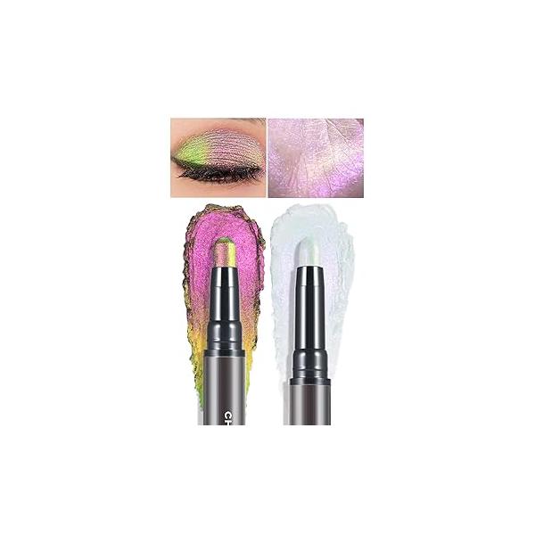 CHARMACY Multichrome 2 in 1 Cream Eyeshadow Stick, Waterproof Eye Brightener Highlighter Stick Makeup, High Pigmented, Smudge-Proof, Vegan & Cruelty-Free (#904)