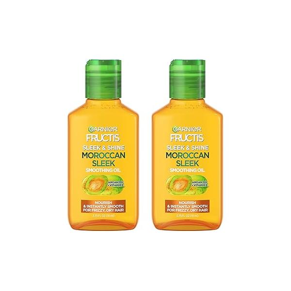 Garnier Fructis Sleek & Shine Moroccan Smoothing Oil for Frizzy, Dry Hair, Argan Oil, 3.75 Fl Oz, 2 Count (Packaging May Vary)