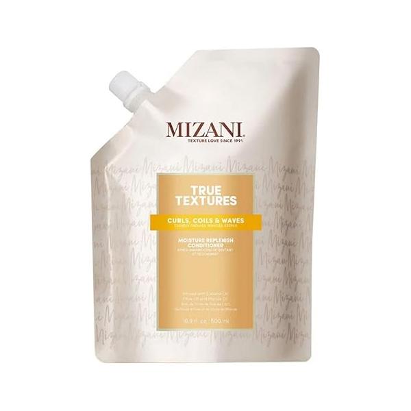 Mizani True Textures Moisture Replenish Conditioner - Moisturizes & Defines Curls, Silicone Paraben-Free For Curly Hair, 33.8 Fl Oz Liter and 16.9 Refill (Set of 2)