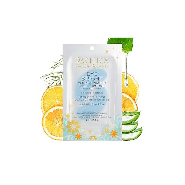 Pacifica Undereye Spot Serum Mask - Bright Eye Vitamin C for Dark Circles & Hydration, Brightening Under Treatment, Vegan Cruelty-Free, 1 Pack