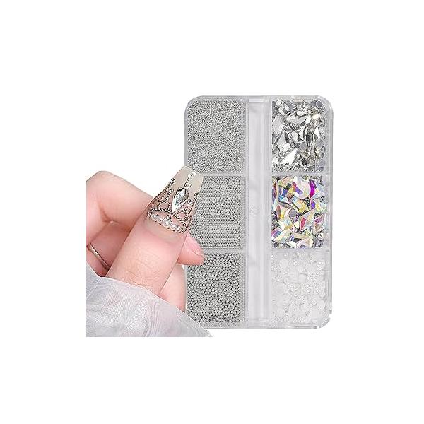 6 Boxes Nail Art Beads Metal Balls For Gold Silver Rose Steel Caviar Bubble DIY Crafts Decoration