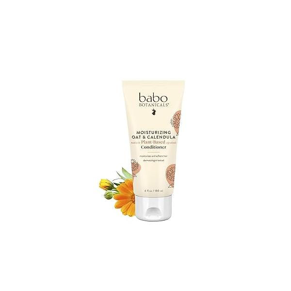Babo Botanicals Moisturizing Oat & Calendula Conditioner - Silicone-Free For Dry or Sensitive Skin all ages Vegan Lightly Scented