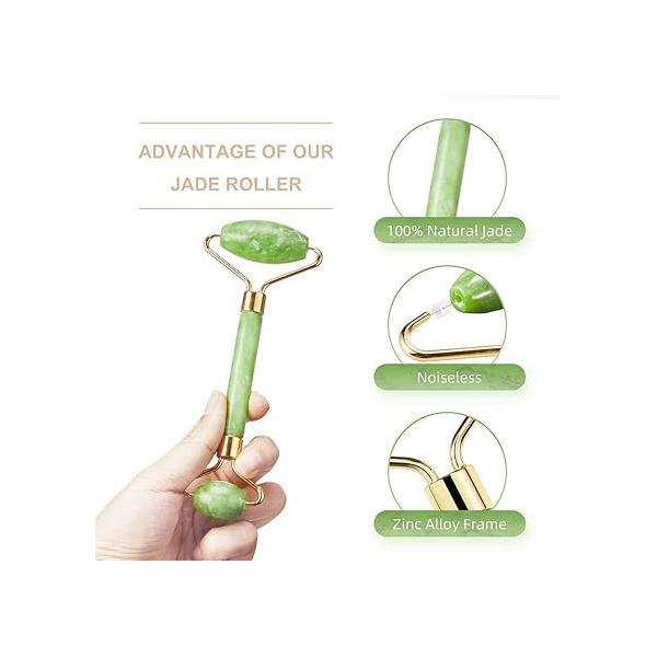 3-in-1 Natural Jade Roller and Gua Sha Set for Face Eye Ice Facial Cooling Massage