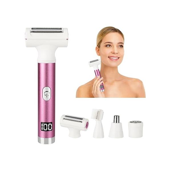 2025 Led Display Electric Razor,Beauty Women's Wet & Dry Shaver, Painless 4 in 1 Body Razors,Cordless 3-Blade Ladies Shaver for Legs, Arm, Underarms, Bikini (Purple)