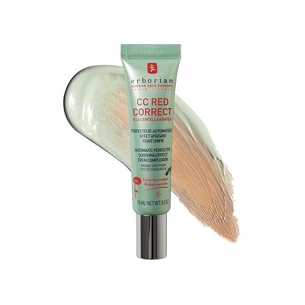 Erborian CC Red Correct - Skincare-First Green Color Corrector with Centella Asiatica, Illuminating Redness Coverage & SPF 25 Cica, Korean Skincare