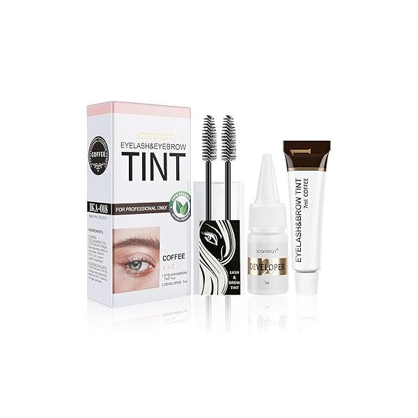 2-In-1 Eyelash & Eyebrow Kit, Professional Lash Brow Color Lasting for 6 Weeks DIY Hair Coloring Salon Home Use 7ml (Black)