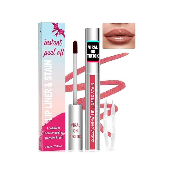iMethod Lip Stain - Liner Stain, Peel Off with Tweezer, Natural Long Lasting Off, Waterproof, Easy to Use, Stay On All Day, Coffee