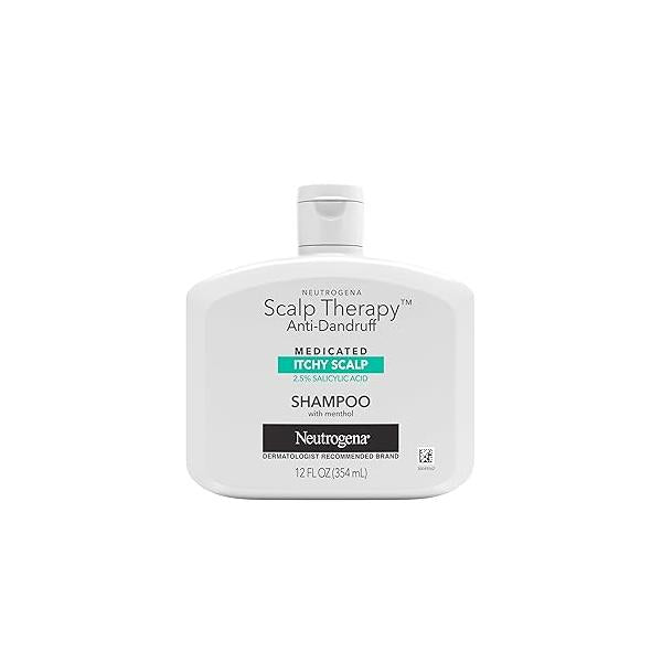 Neutrogena Scalp Therapy Anti-Dandruff Shampoo for Itchy Scalp, 2.5% salicylic acid with Peppermint Fragrance, 12 fl oz