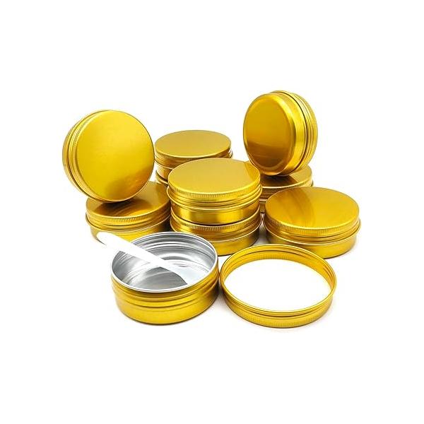 12pcs 1oz 30ml Aluminum Tin Jar, 30g Refillable Makeup Container, 30 Gram Gold Screw Lid Round Can Sample Pot for Cosmetic DIY, Handmade, Lip Balm, Cream, Salve, Toner, Candle, Paint, Scrub