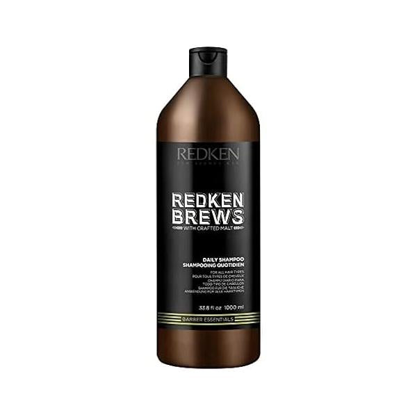 Redken Brews Daily Shampoo For Men - Lightweight Hydrating Cleanser All Men's Hair Types, Adds Moisture and Shine to Dry Hair, 33.8 Fl Oz